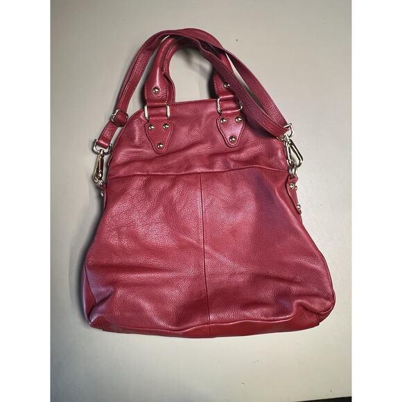 Emma Fox Classic Large Foldover Leather Bag Bordeaux ML8614 —READ— - Picture 5 of 16